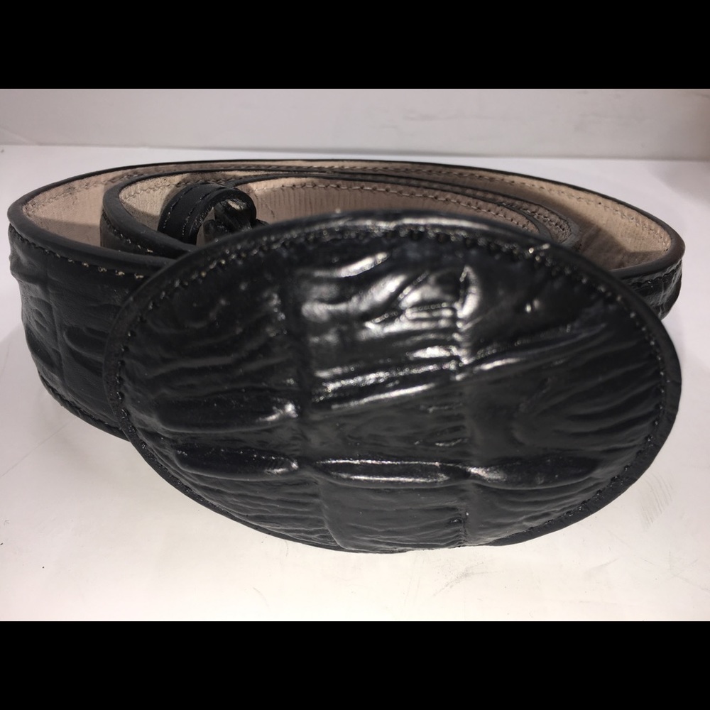 Men’s Crocodile Print Leather Belt Black Color